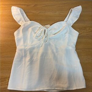 Cotton Tie-Front White Women's Tank Top